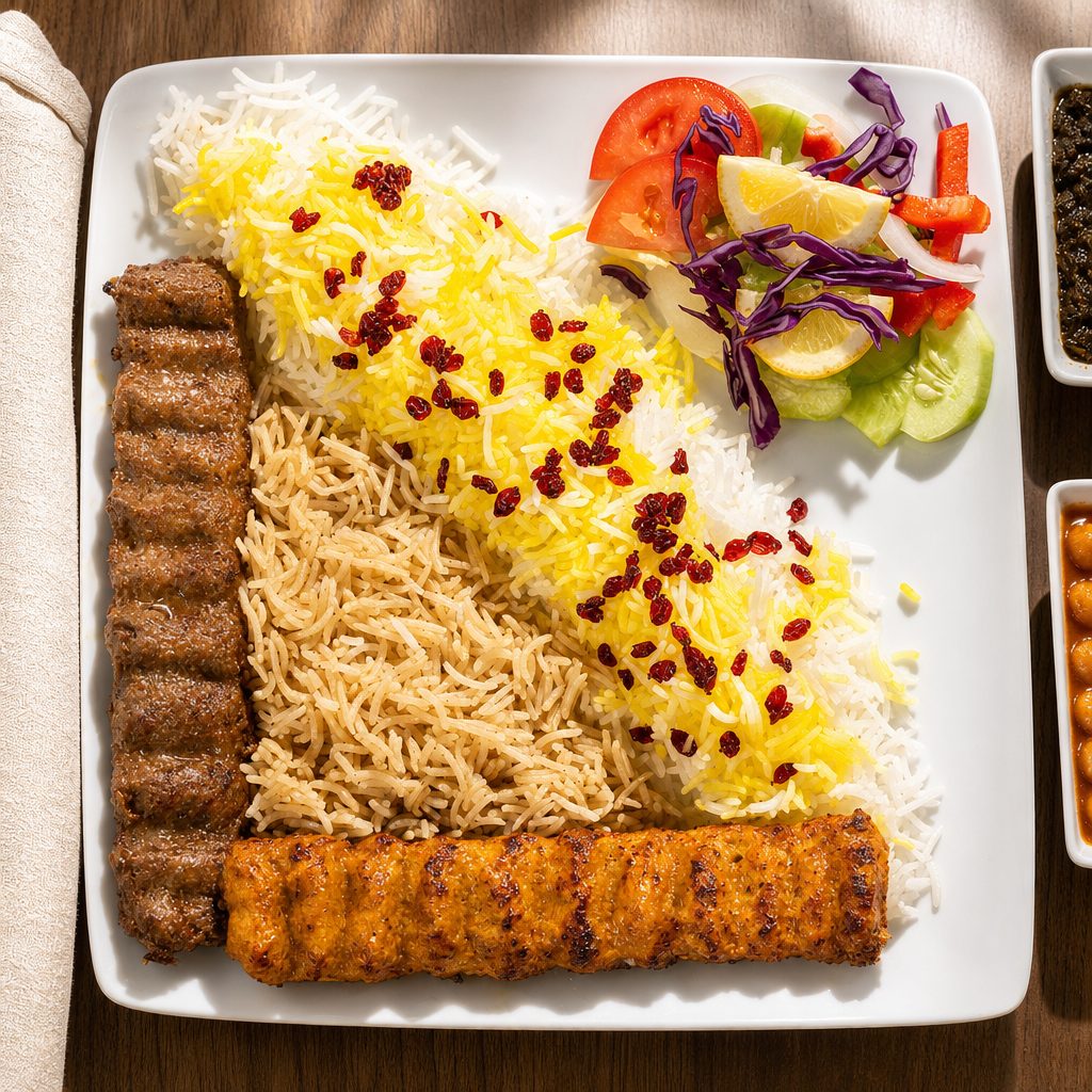 Chicken Kubideh & Beef Kubideh Combo.