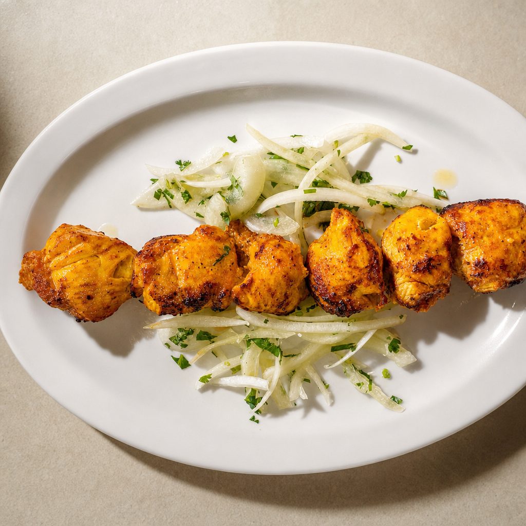 Chicken Tikka Kabob Skewer.
